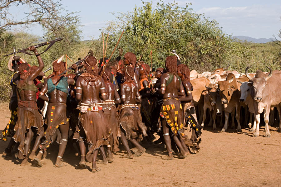 151   Hamar woman performing in bull jump ceremony